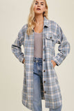 Brushed Plaid Long Shacket With Pockets