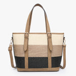 Raya Striped Tri-Color Tote w/ Adjustable Straps