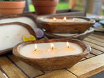 Carved Bowl with Hand Poured Candle